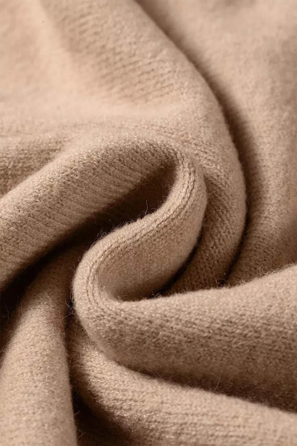 Ribbed Trim High Neck Short Sleeve Casual Sweater - GlowUp Garments