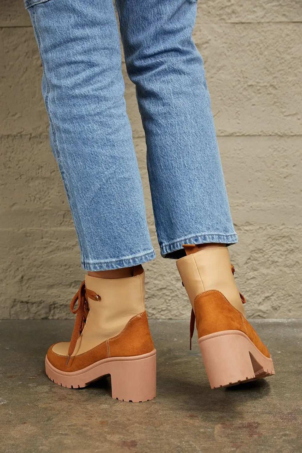 East Lion Corp Lace Up Lug Booties - GlowUp Garments