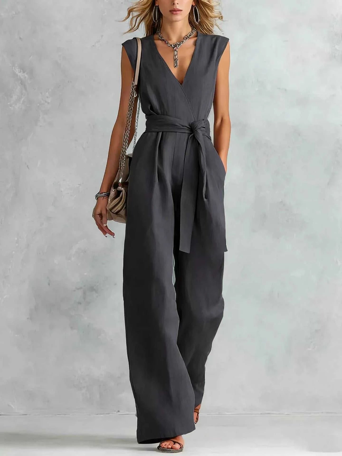 Sleeveless Wide Leg Jumpsuit - GlowUp Garments