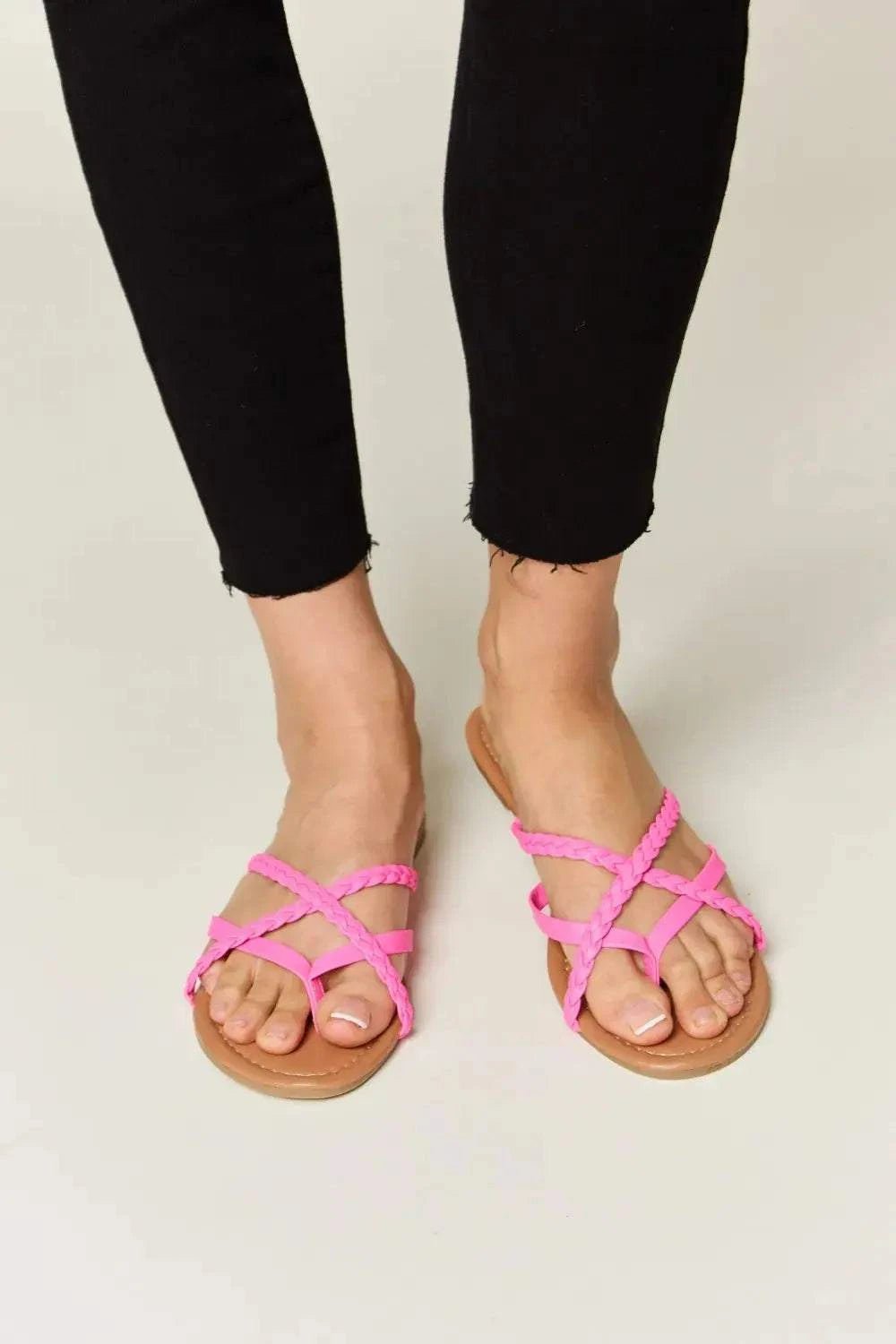 WILD DIVA Crisscross PU Leather Open Toe Sandals - GlowUp Garments