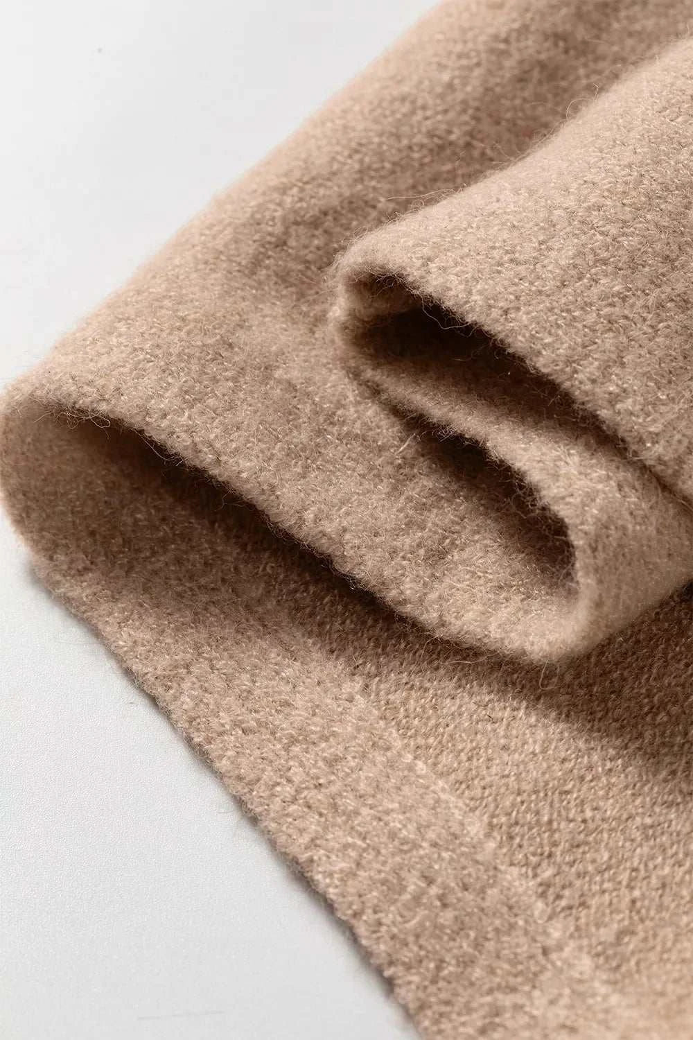 Ribbed Trim High Neck Short Sleeve Casual Sweater - GlowUp Garments