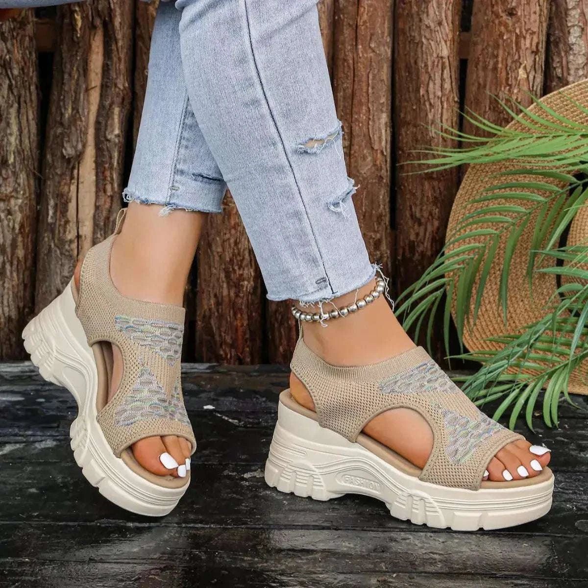 Open Toe Platform Sandals - GlowUp Garments