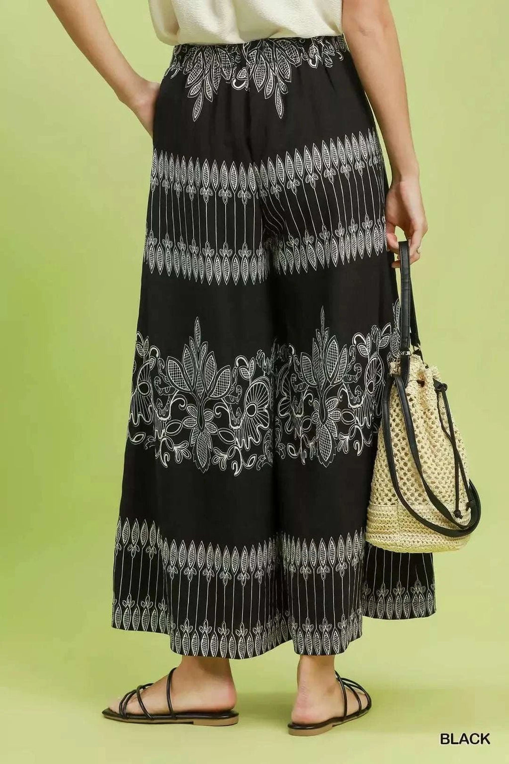 Boho Border Print Wide Leg Pants - GlowUp Garments