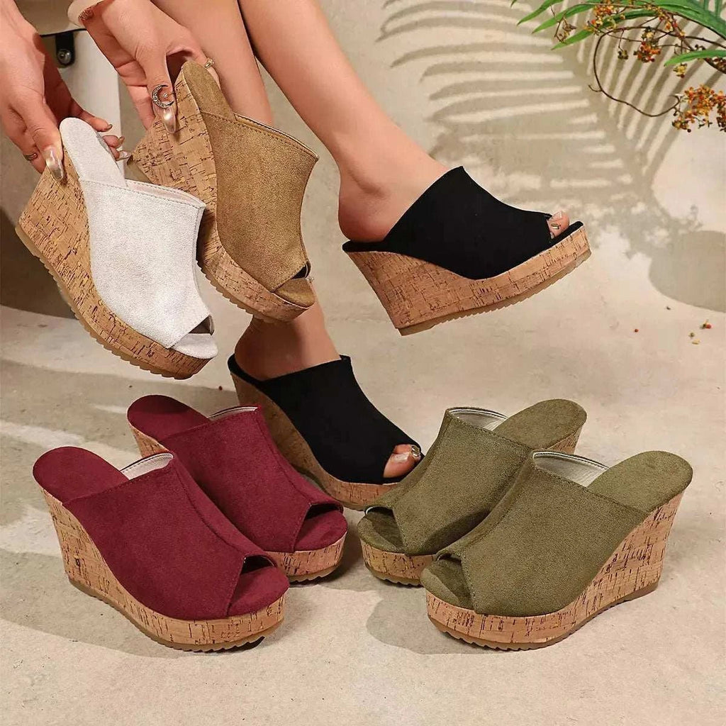 Open Toe Wedge Sandals - GlowUp Garments
