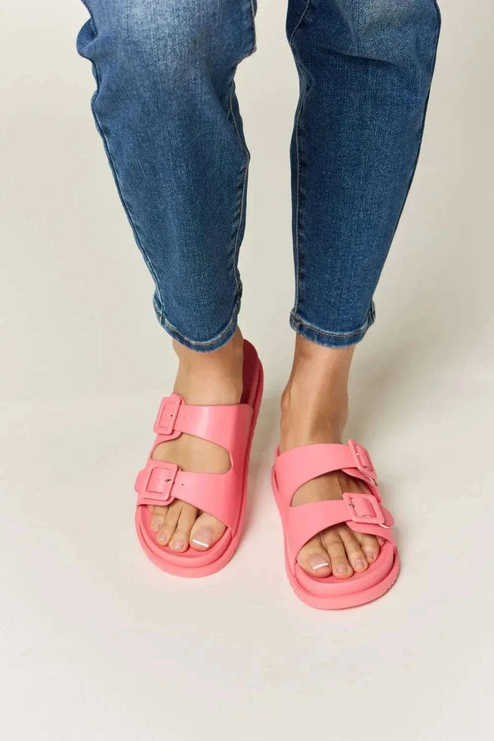Legend Double Buckle Open Toe Sandals - GlowUp Garments