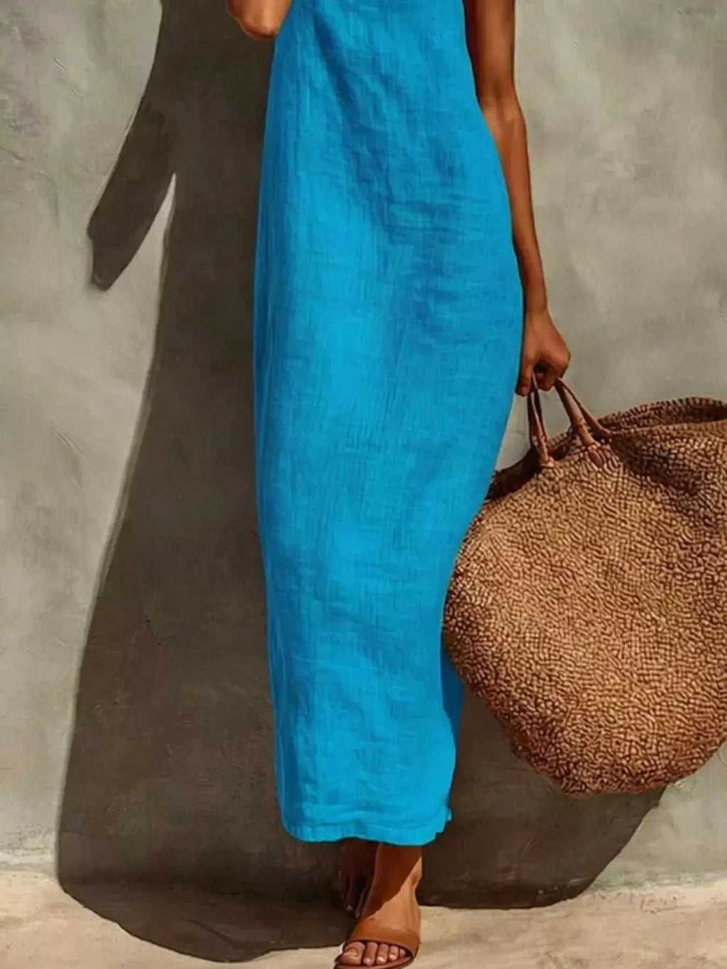 Sleeveless Linen Casual Maxi Dress - GlowUp Garments