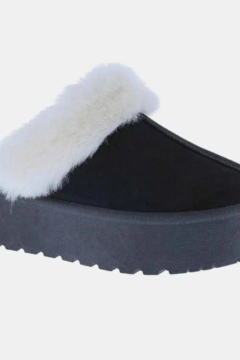 Weeboo Thick Bottom Fur Trim Snow Slippers - GlowUp Garments