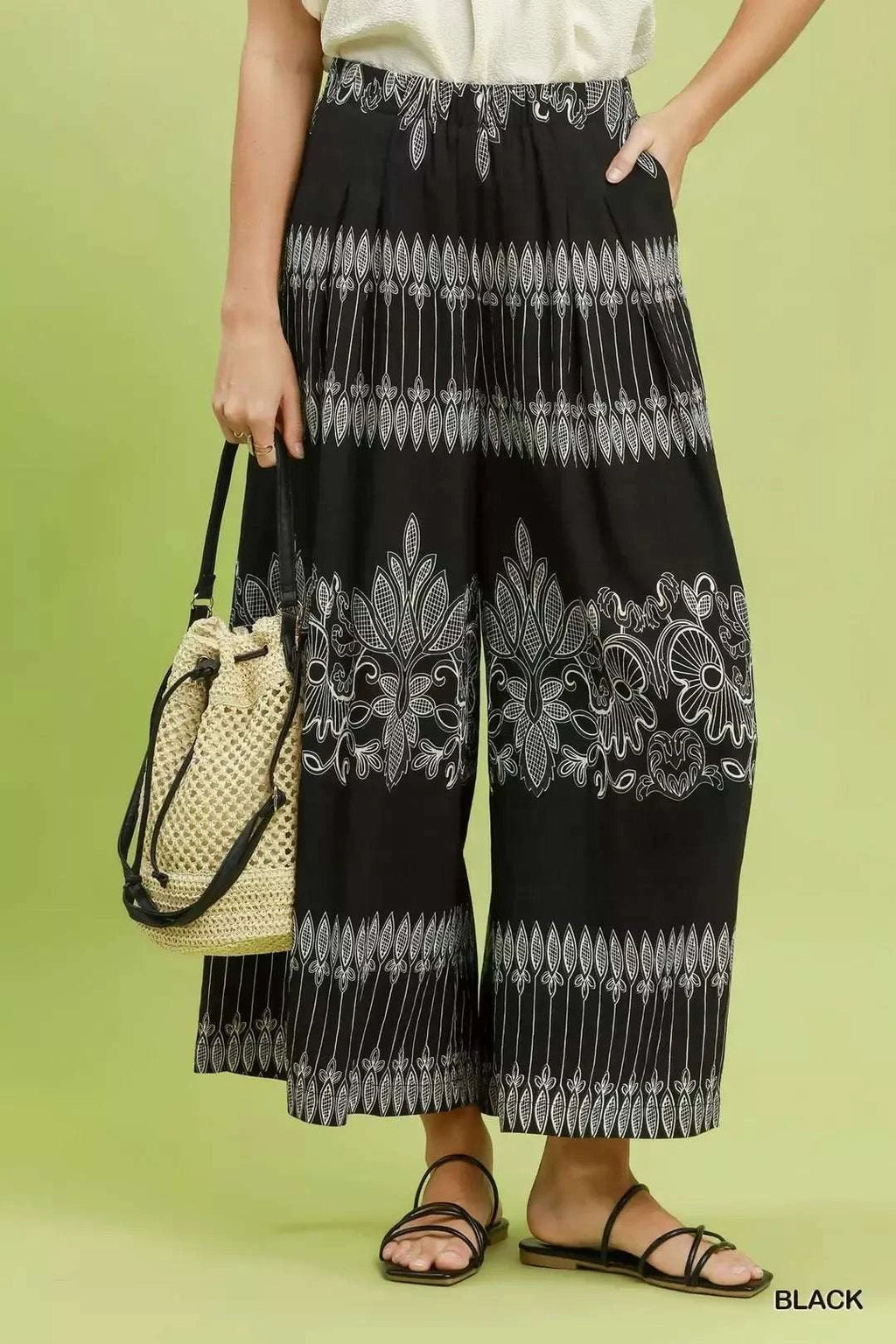 Boho Border Print Wide Leg Pants - GlowUp Garments