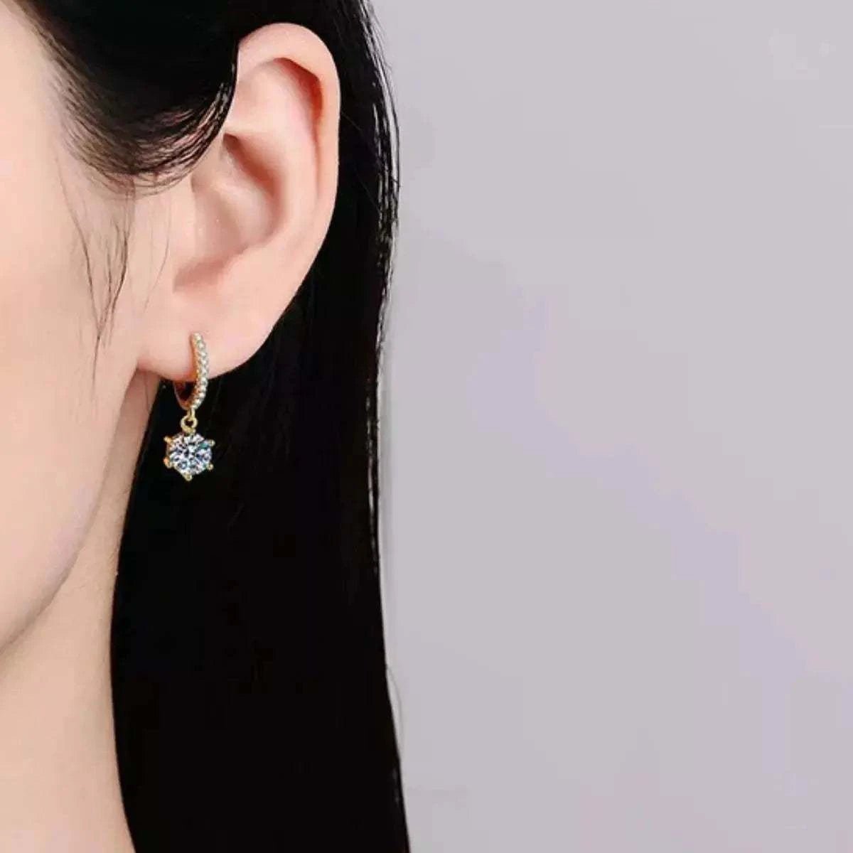 1 Carat 925 Sterling Silver Moissanite Drop Earrings - GlowUp Garments