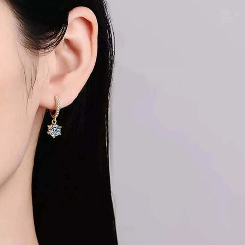 1 Carat 925 Sterling Silver Moissanite Drop Earrings - GlowUp Garments