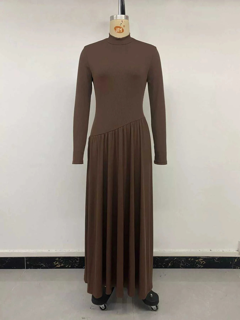 Mock Neck Long Sleeve Midi Dress - GlowUp Garments