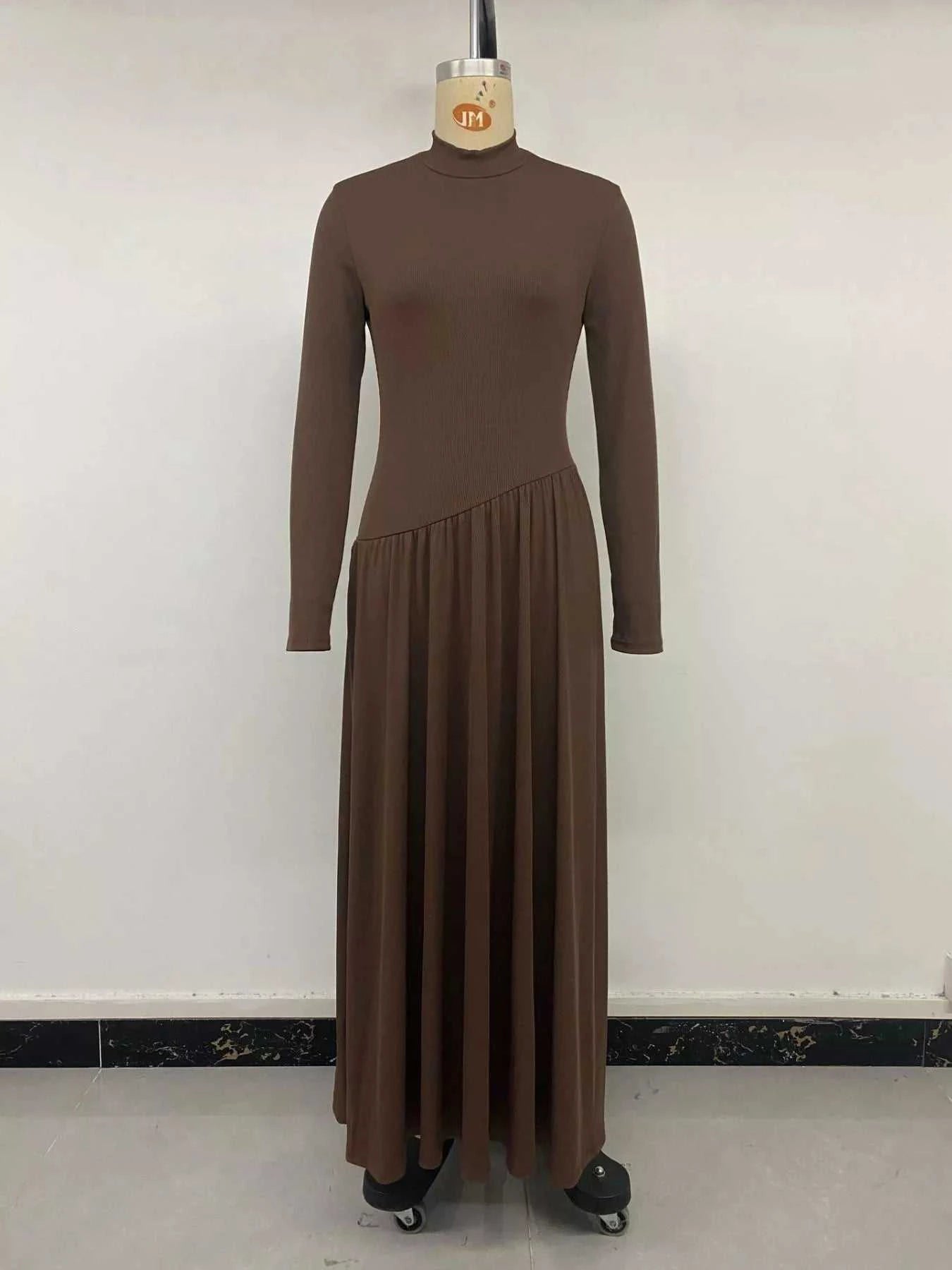 Mock Neck Long Sleeve Midi Dress - GlowUp Garments