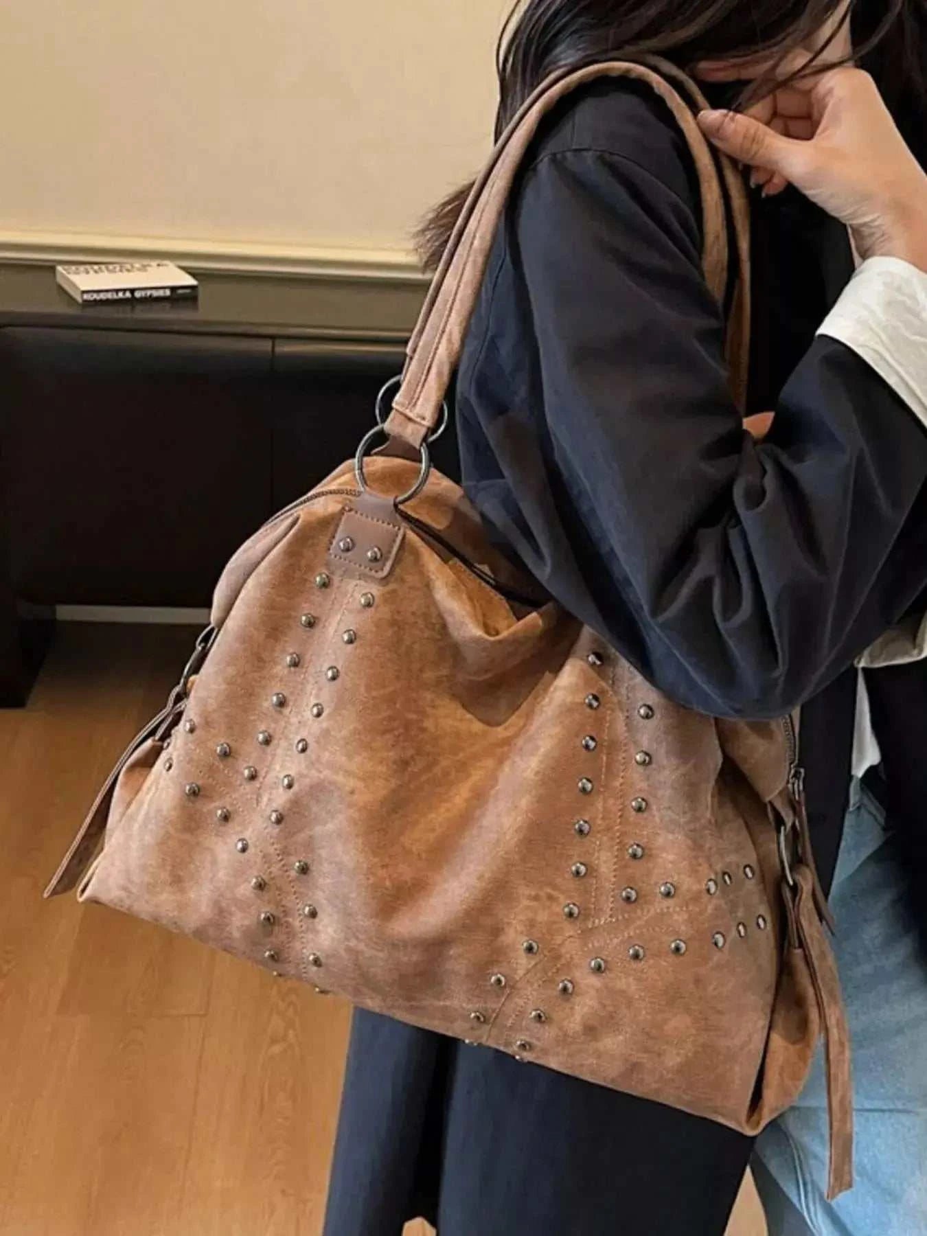 Studded Vintage-Style Handbag - GlowUp Garments