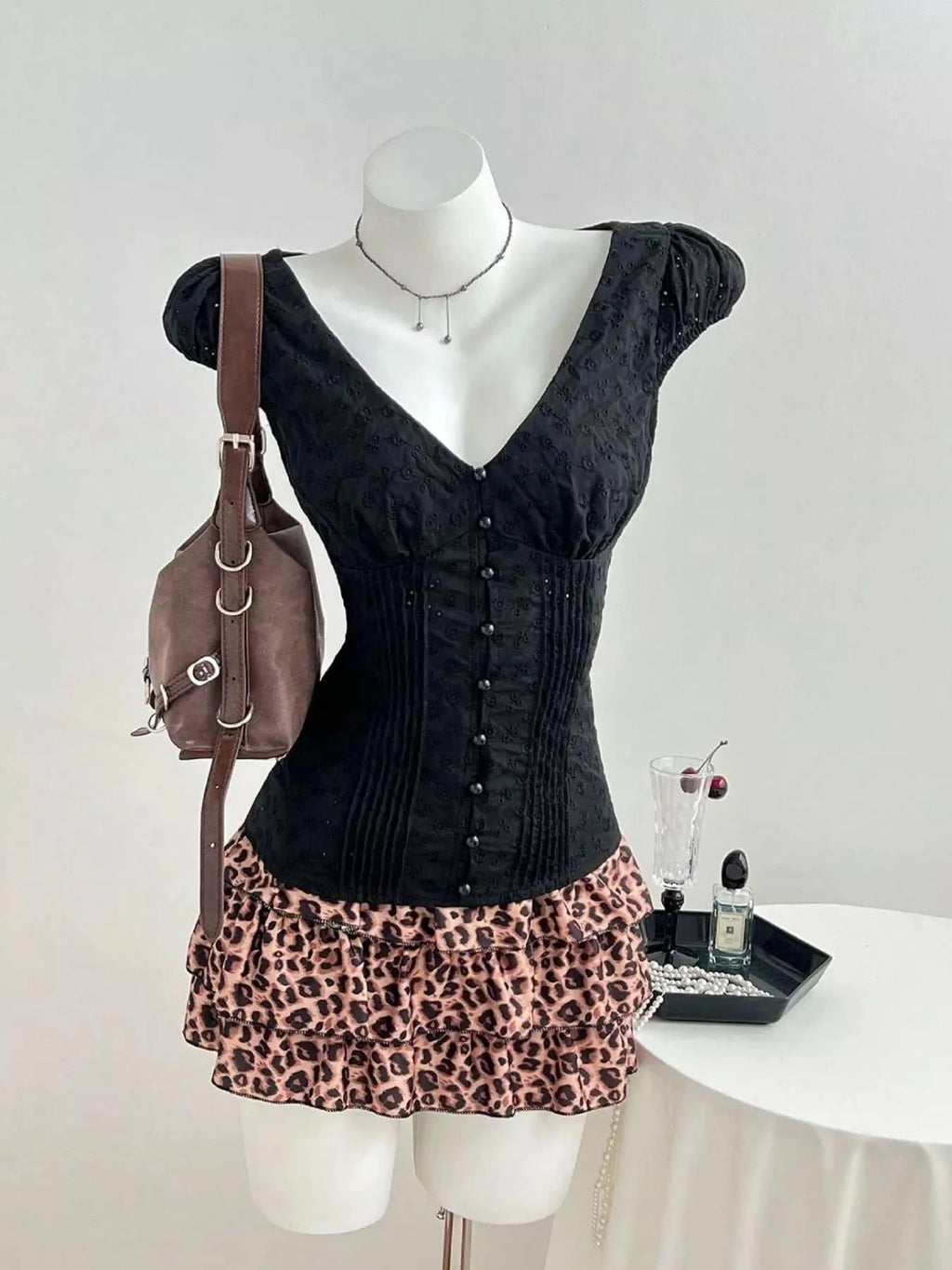 Lace V-Neck Cap Sleeve Blouse - GlowUp Garments