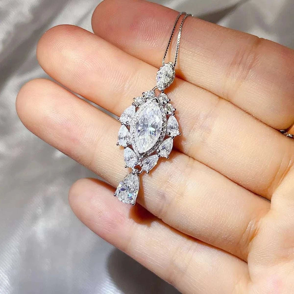 3 Carat 925 Sterling Silver Moissanite Pendant Necklace - GlowUp Garments