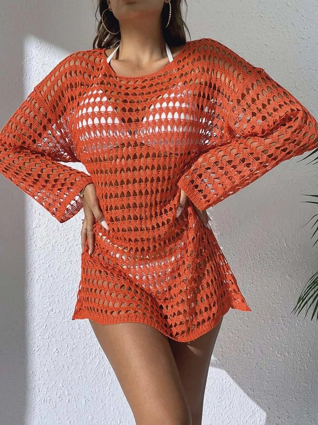 Crochet Knit Long Sleeve Cover-Up - GlowUp Garments