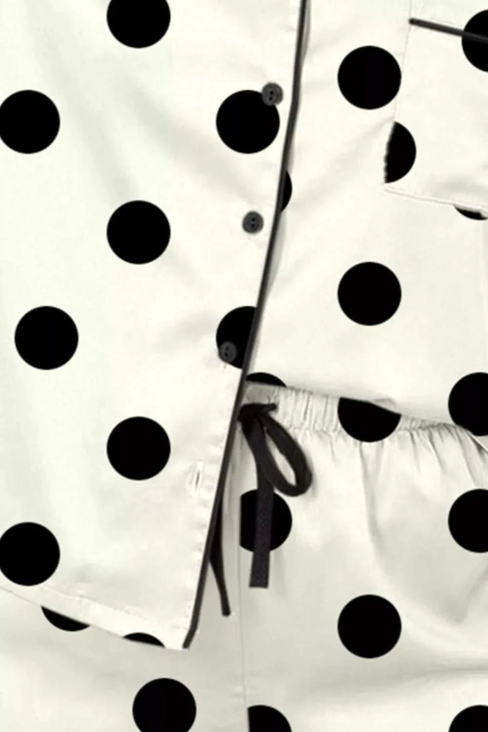Polka Dot Button Up Top and Shorts Lounge Set - GlowUp Garments