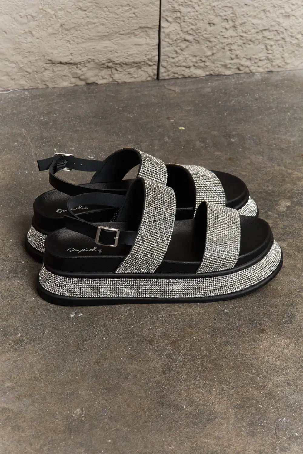 Qupid Shine On Platform Rhinestone Slingback Sandal - GlowUp Garments