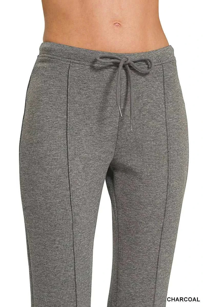 Drawstring Scuba Stretch Pintuck Pants - GlowUp Garments