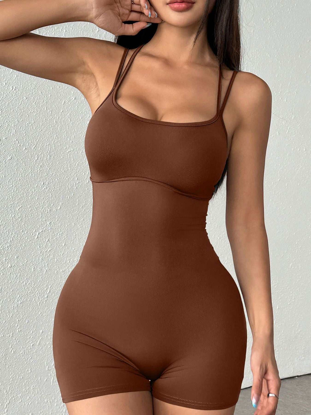 Double Spaghetti Strap Active Romper - GlowUp Garments
