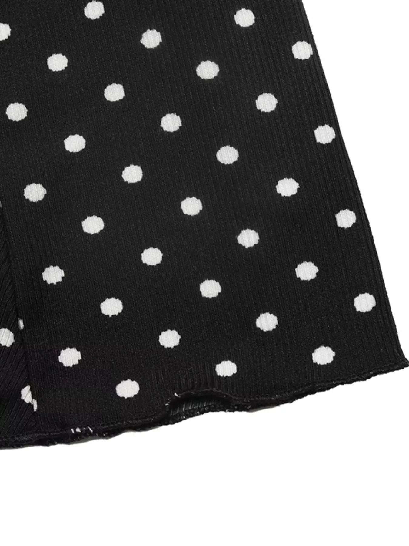 Polka Dot Lace Trimmed V-Neck Mini Dress - GlowUp Garments