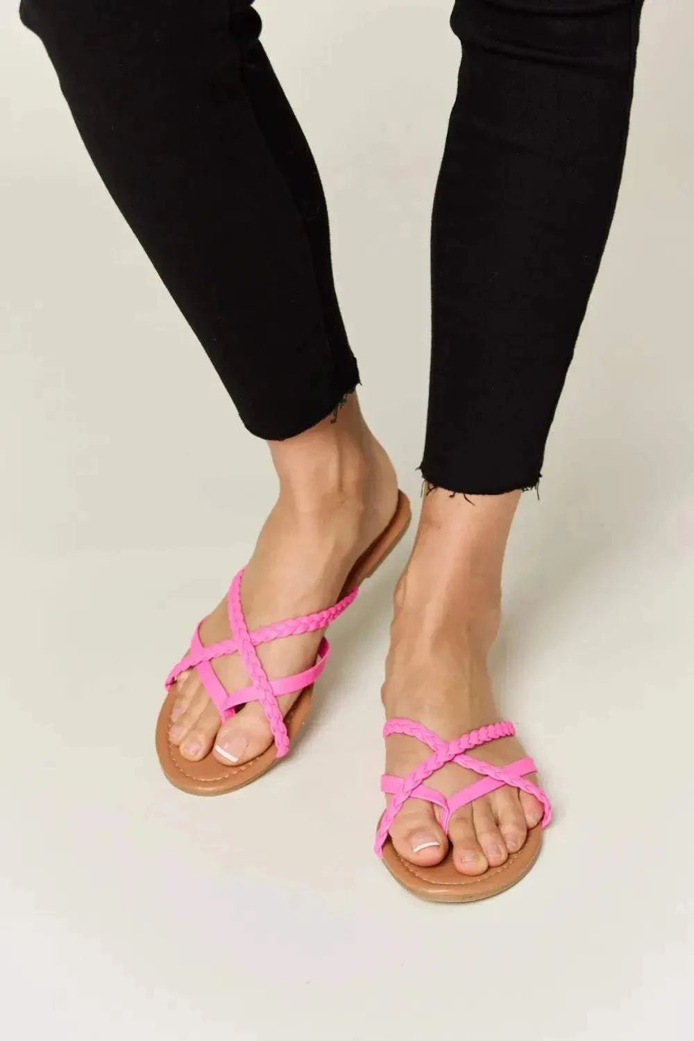 WILD DIVA Crisscross PU Leather Open Toe Sandals - GlowUp Garments