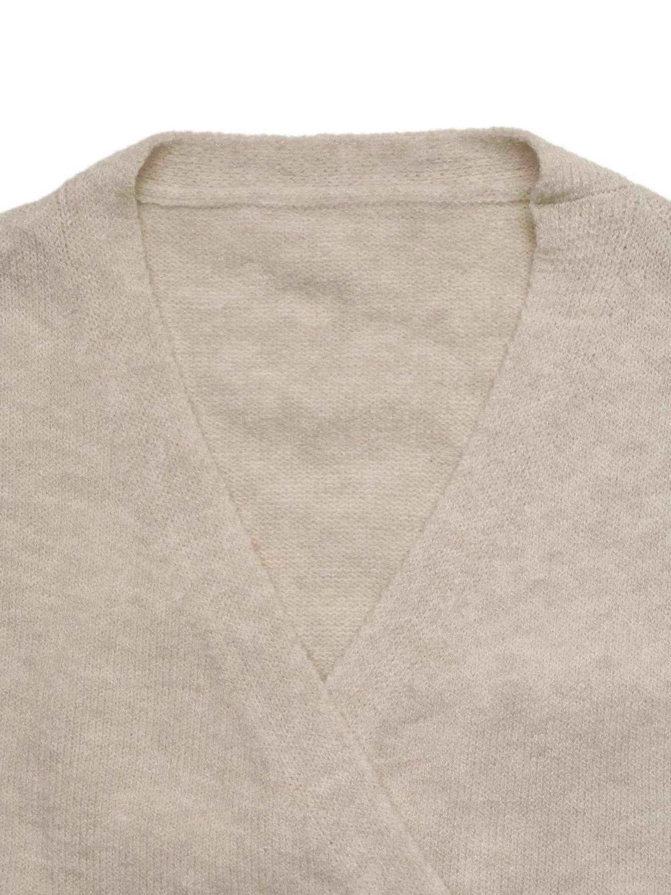 Tied Surplice Long Sleeve Sweater - GlowUp Garments