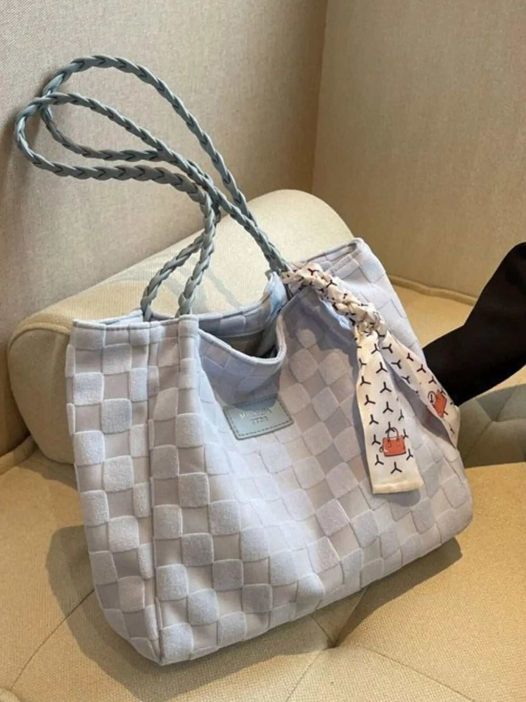 Lightweight Checkered Shoulder Bag - GlowUp Garments