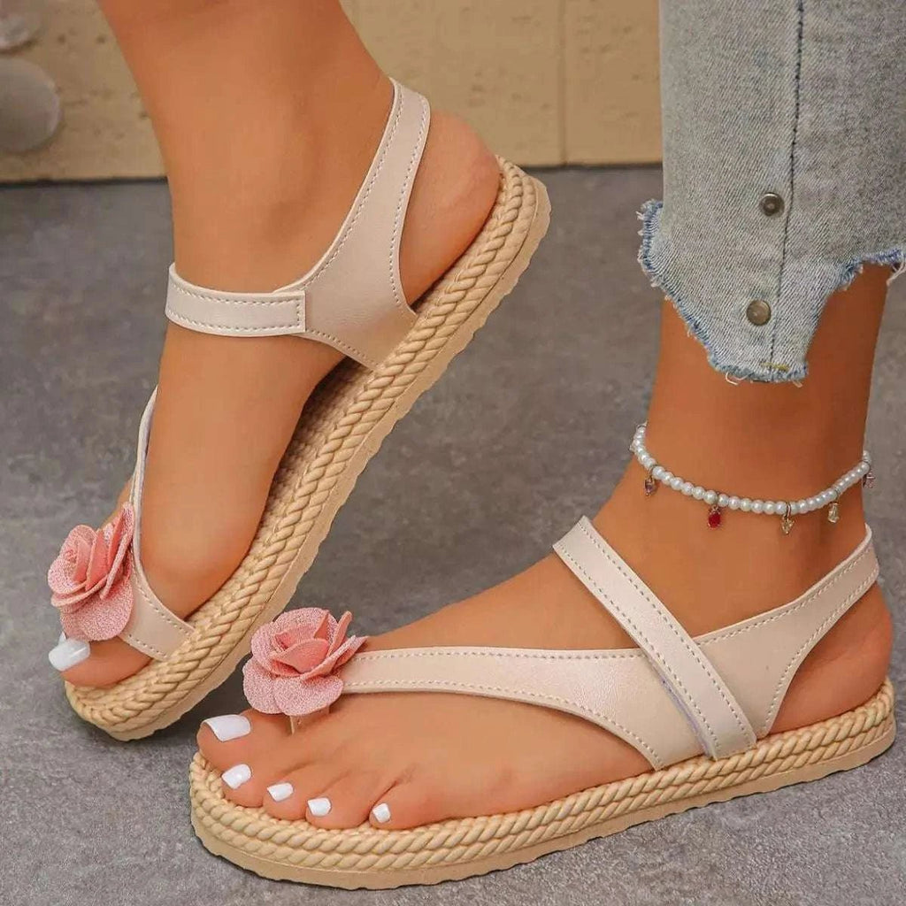 Flower Toe Loop Sandals - GlowUp Garments