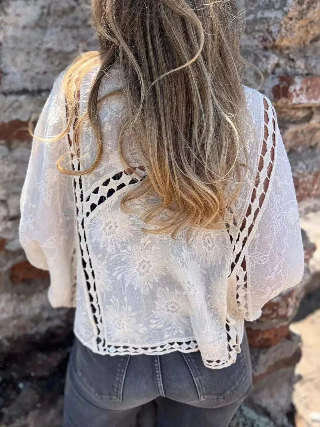 Full Size Embroidered Open Front Cardigan Plus Size - GlowUp Garments