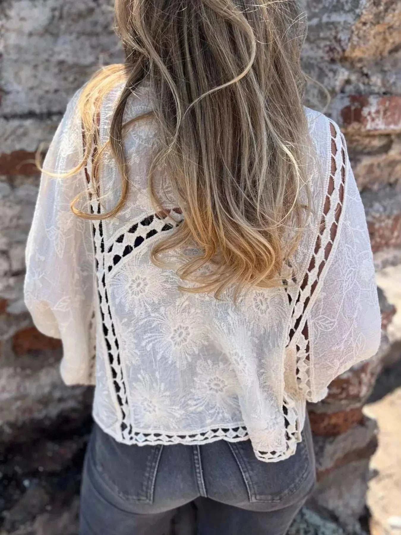 Full Size Embroidered Open Front Cardigan Plus Size - GlowUp Garments