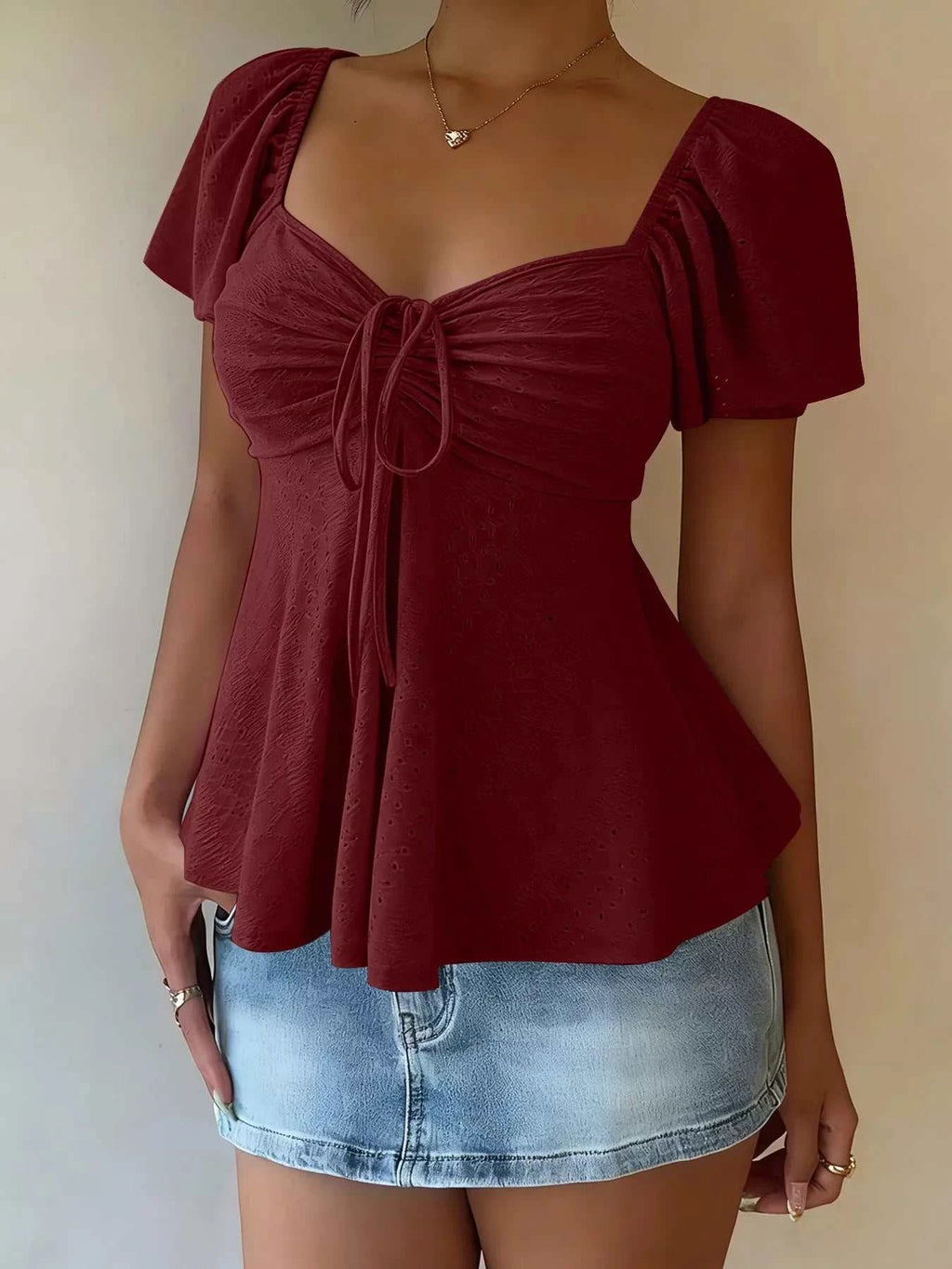 Sweetheart Neck Flutter Sleeve Top - GlowUp Garments