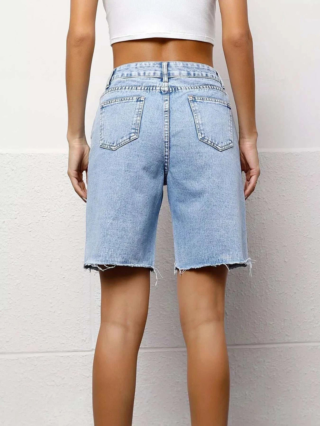 High Waist Denim Shorts - GlowUp Garments