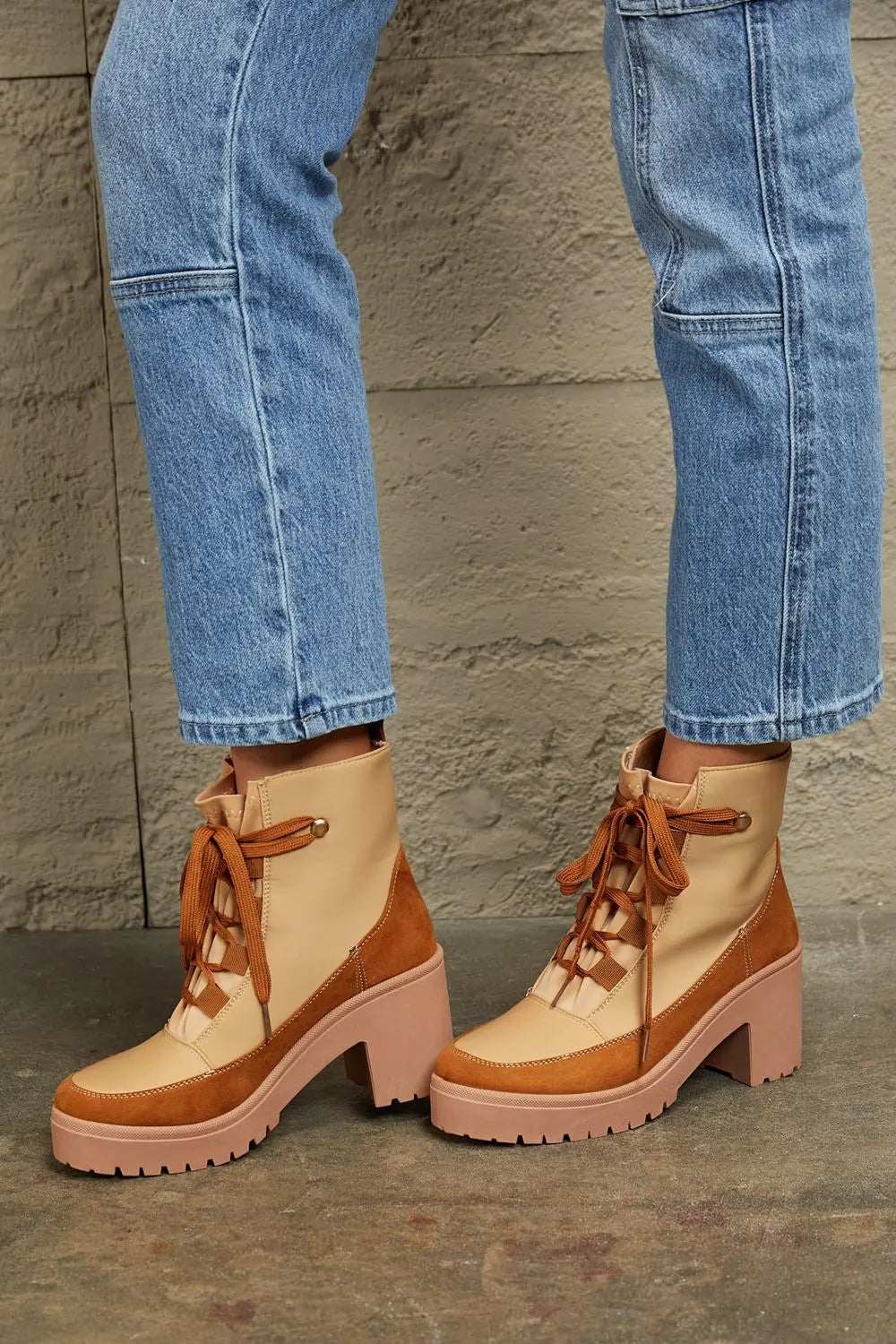 East Lion Corp Lace Up Lug Booties - GlowUp Garments