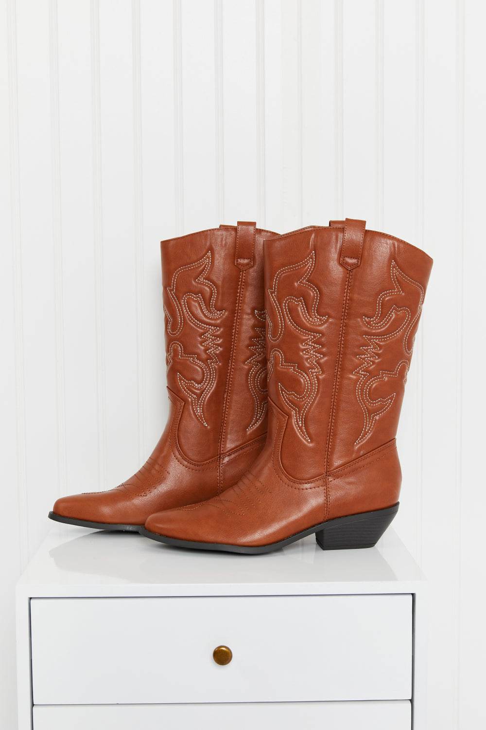 Fortune Dynamic Countryside Lane Mid-Calf Embroidered Cowboy Boots - GlowUp Garments