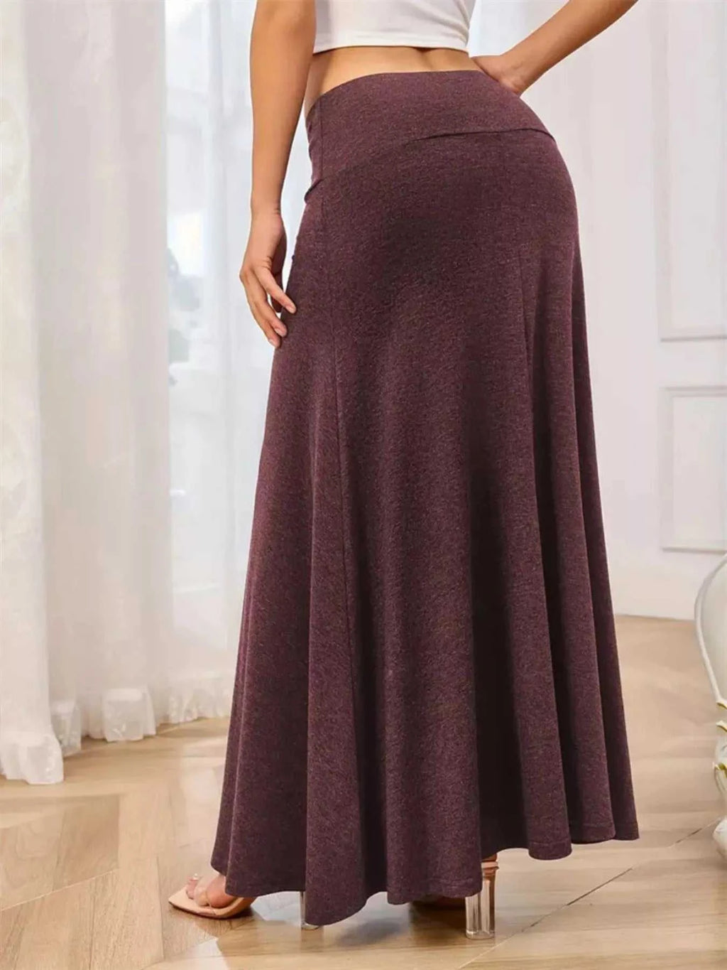 Flowy Maxi Skirt with Wide Waistband - GlowUp Garments