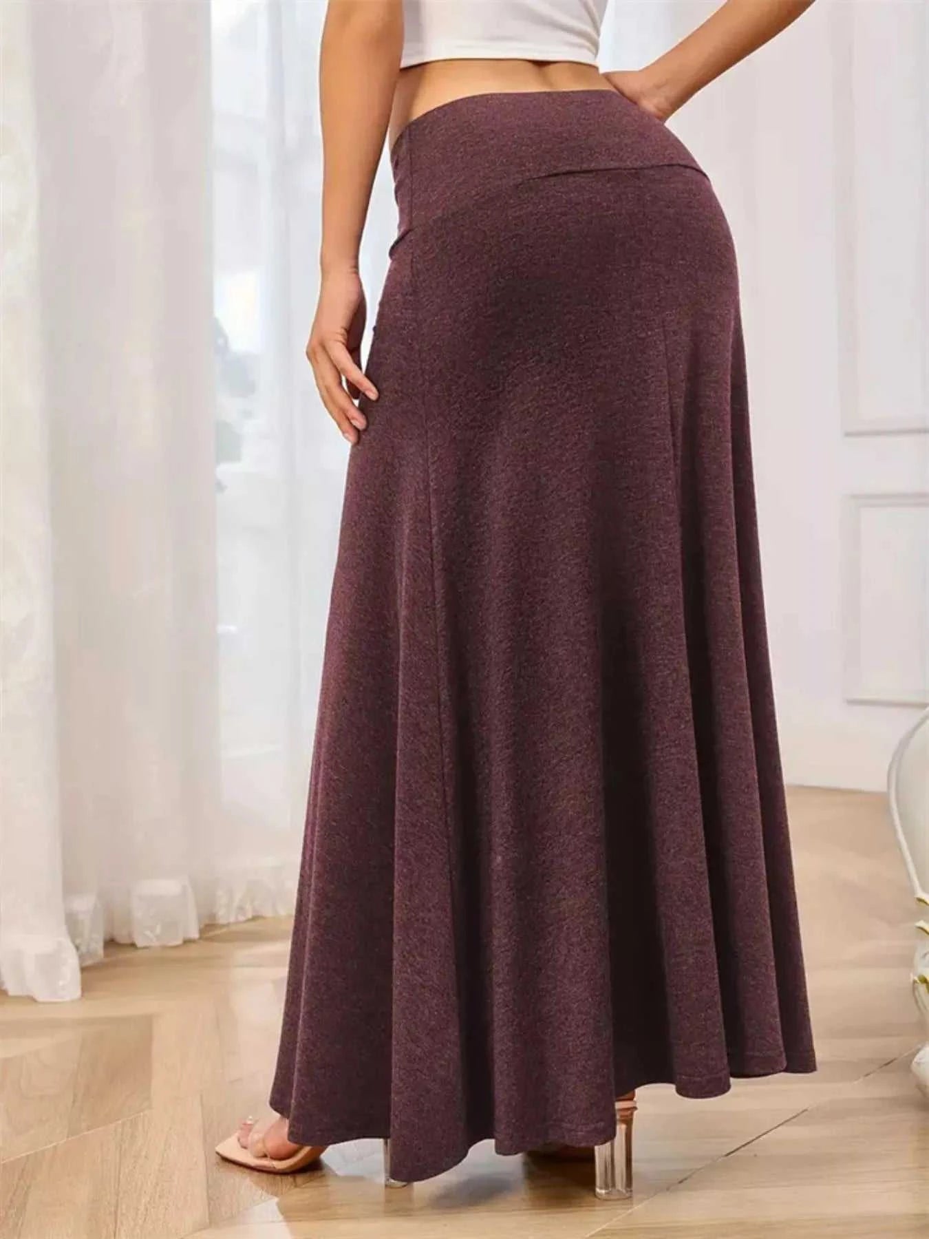 Flowy Maxi Skirt with Wide Waistband - GlowUp Garments