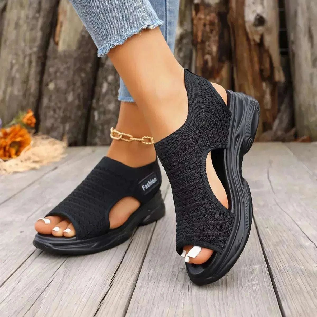 Open Toe Platform Sandals - GlowUp Garments