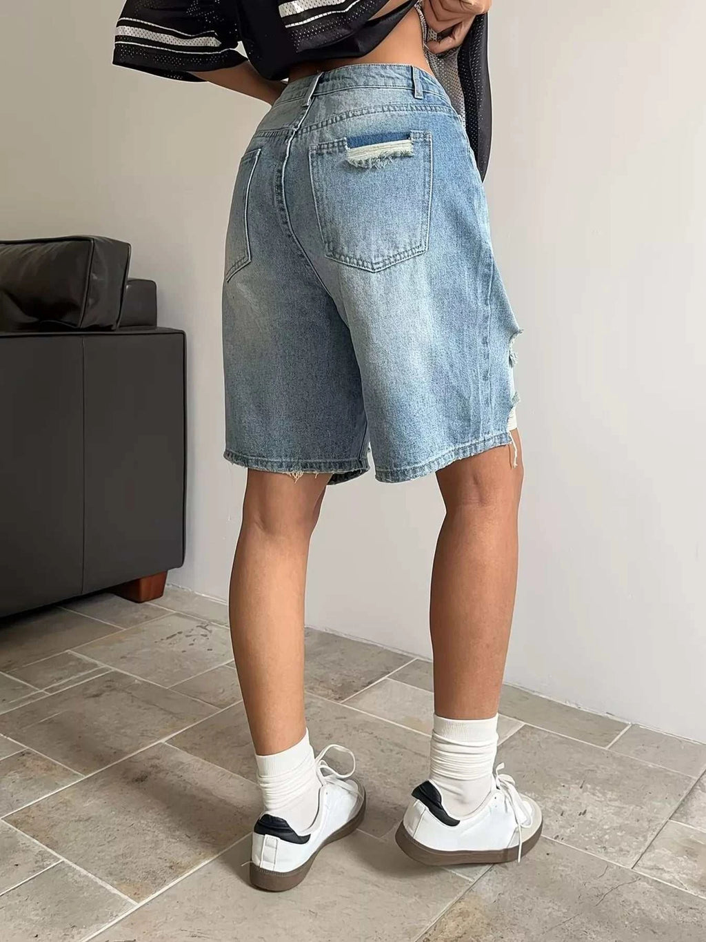 Distressed Denim Shorts - GlowUp Garments