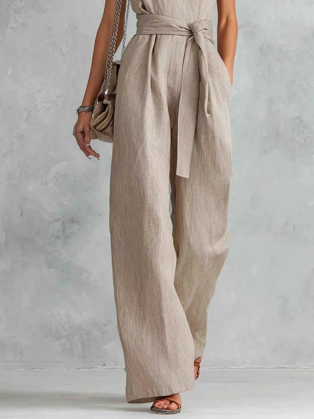 Sleeveless Wide Leg Jumpsuit - GlowUp Garments