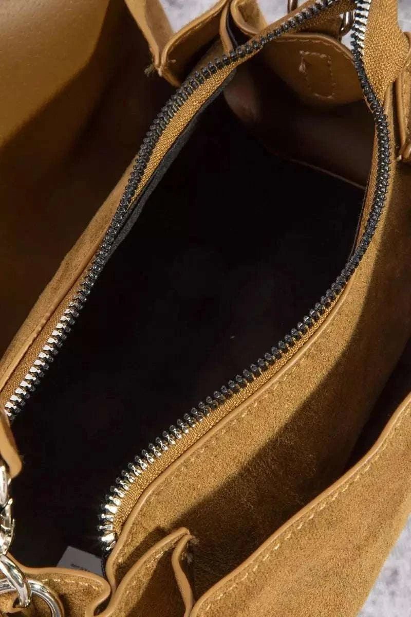 Heart And Tassel Accent Suede Shoulder Bag - GlowUp Garments