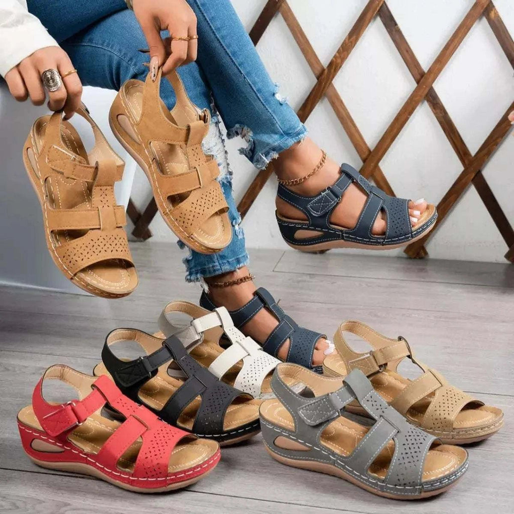 Open Toe Wedge Sandals - GlowUp Garments