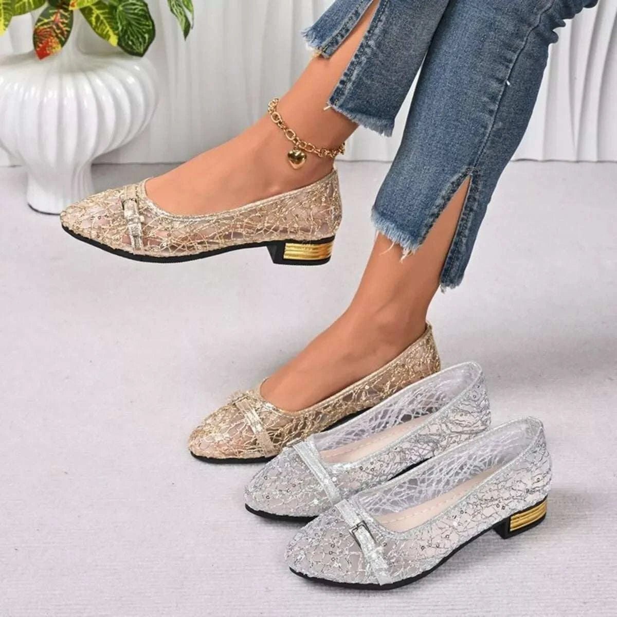 Point Toe Block Heels Loafers - GlowUp Garments