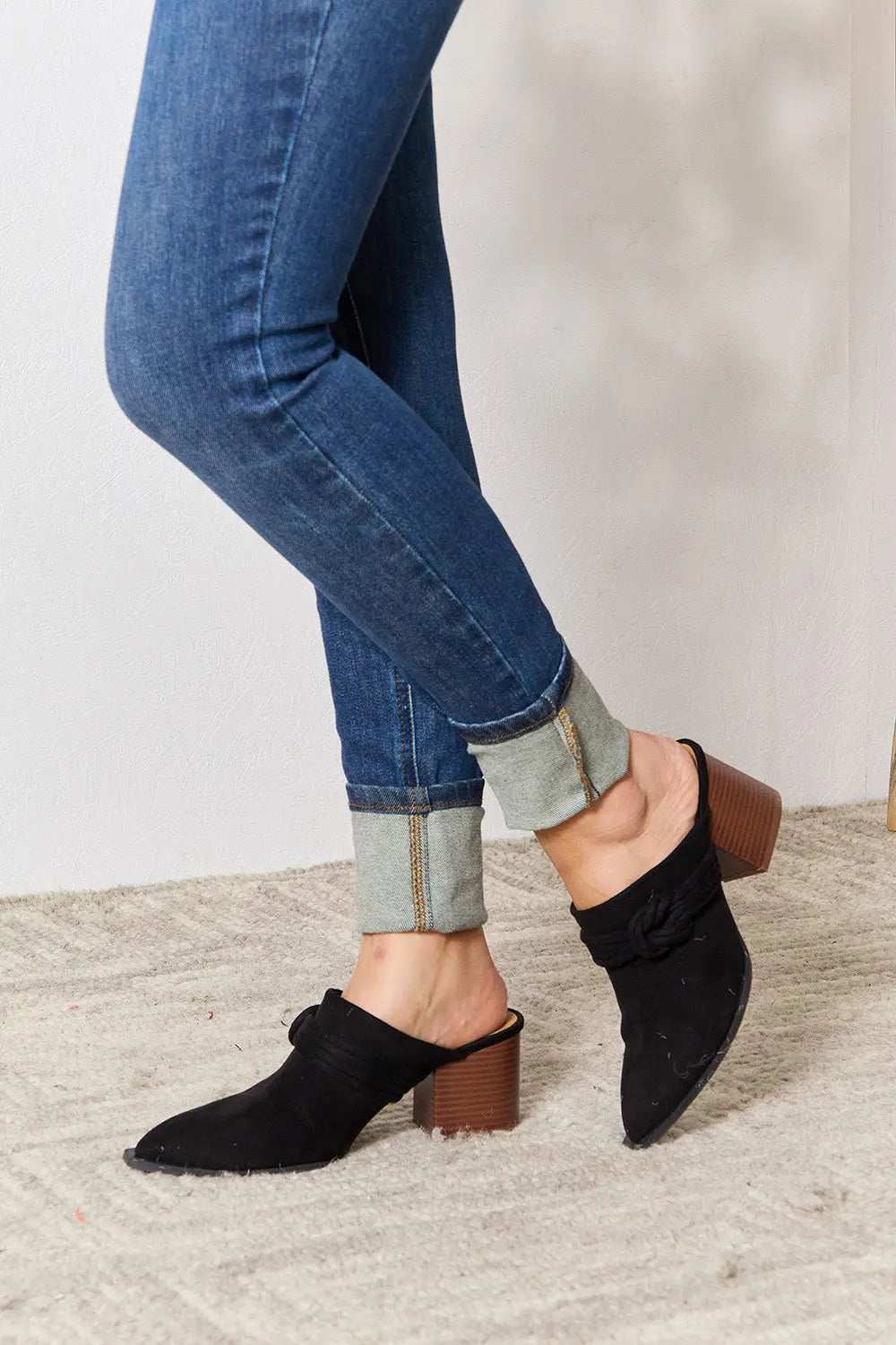 East Lion Corp Pointed-Toe Braided Trim Mules - GlowUp Garments