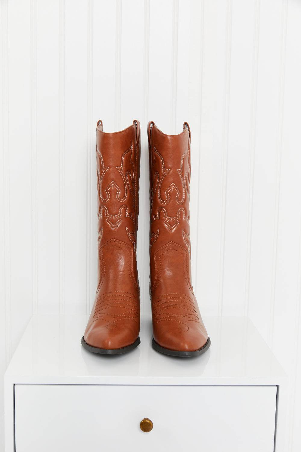 Fortune Dynamic Countryside Lane Mid-Calf Embroidered Cowboy Boots - GlowUp Garments