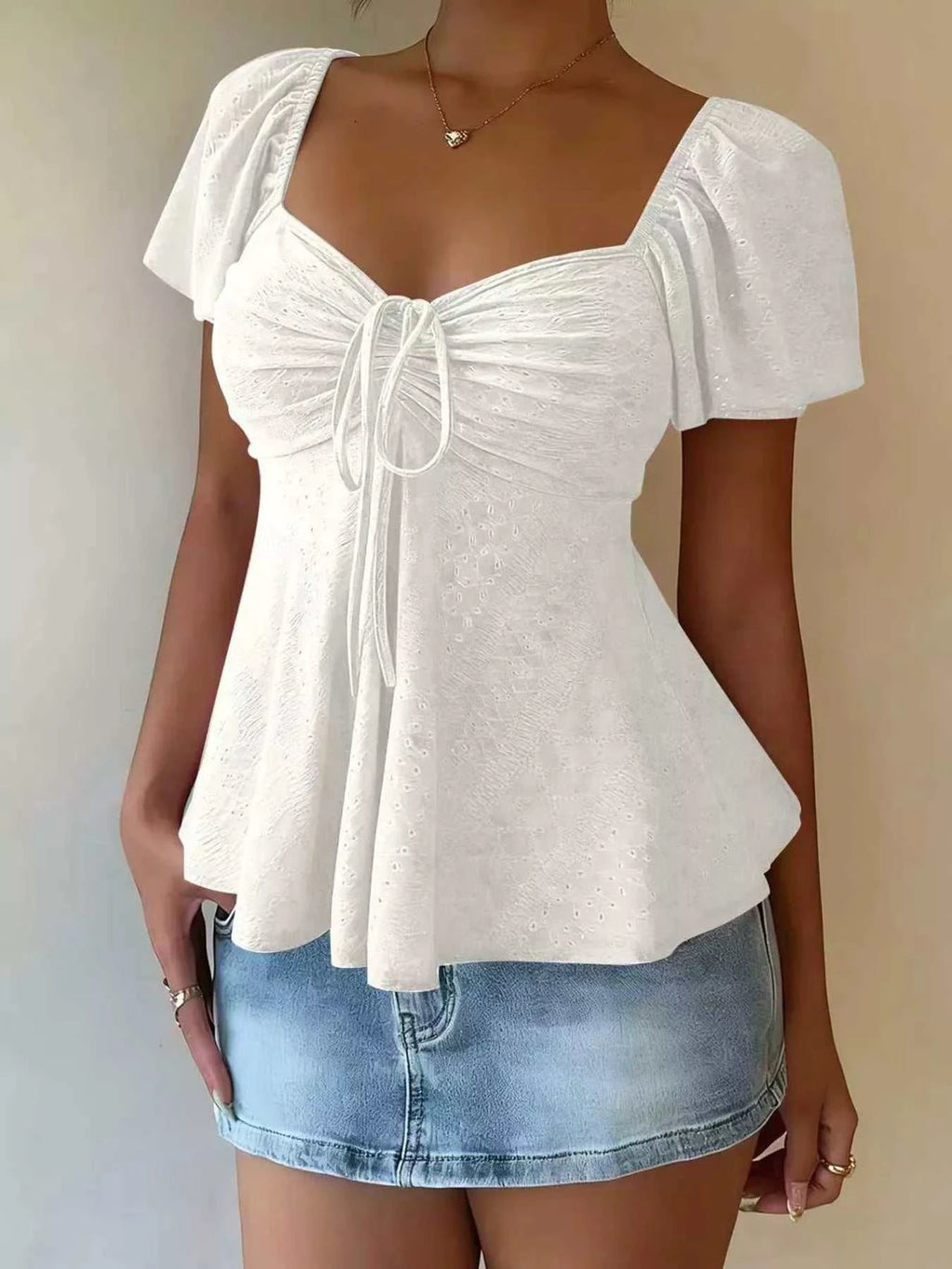 Sweetheart Neck Flutter Sleeve Top - GlowUp Garments