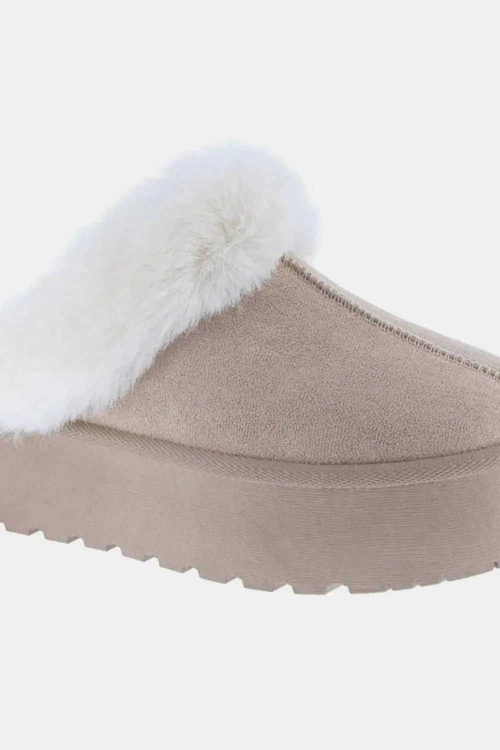 Weeboo Thick Bottom Fur Trim Snow Slippers - GlowUp Garments