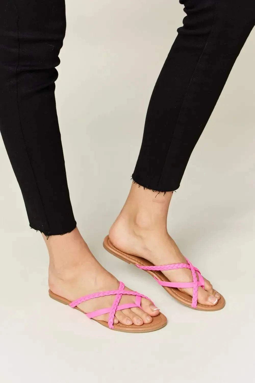 WILD DIVA Crisscross PU Leather Open Toe Sandals - GlowUp Garments