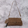 Heart And Tassel Accent Suede Shoulder Bag - GlowUp Garments