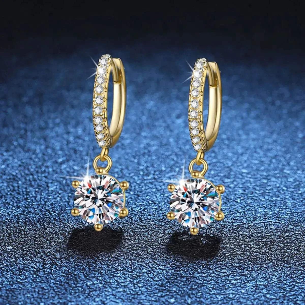 1 Carat 925 Sterling Silver Moissanite Drop Earrings - GlowUp Garments